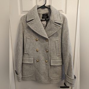 J. Crew Gray Pea Coat with Gold Buttons 12T